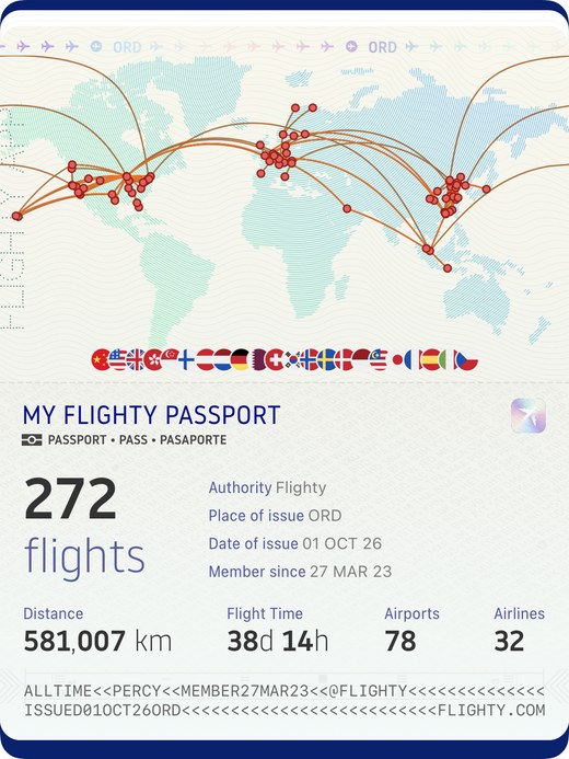 My Flighty flight map